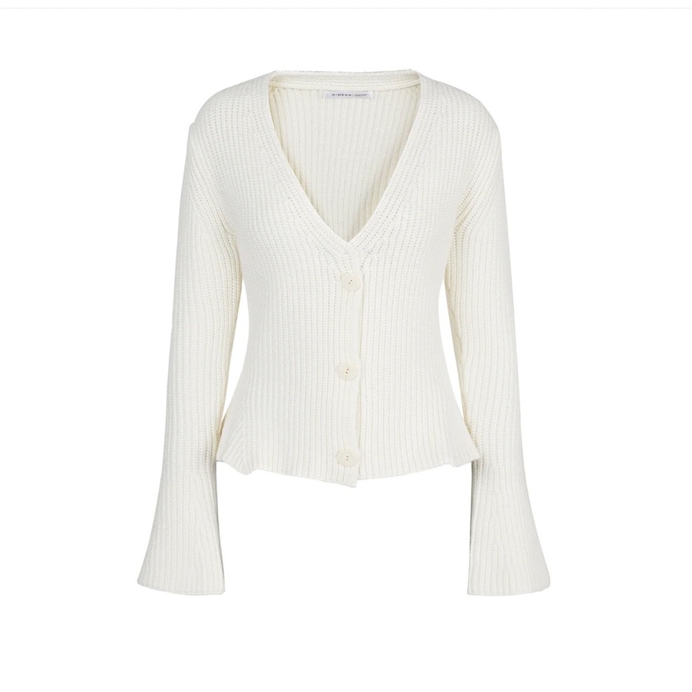 S.DEER Casual V-Neck Cardigan High Waist Bell Sleeve Knitted Sweater Size M